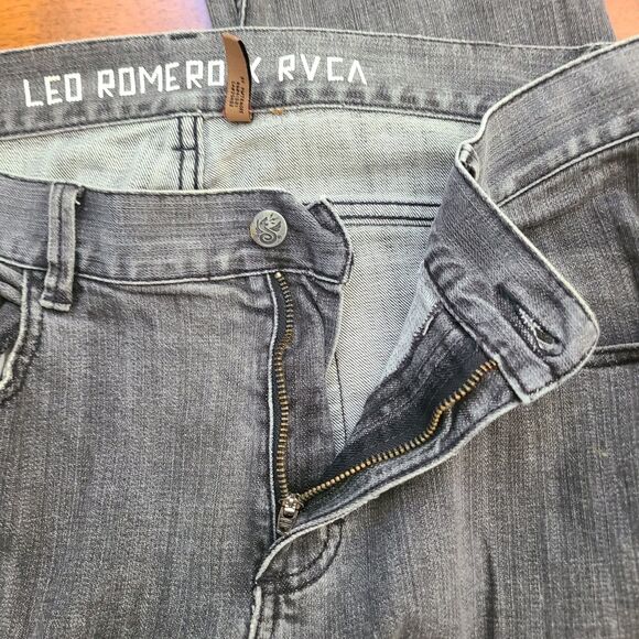 RVCA X Leo Romero Jeans Men's Size 33x31 Gray Straight Leg Skate Surf - Picture 8 of 13